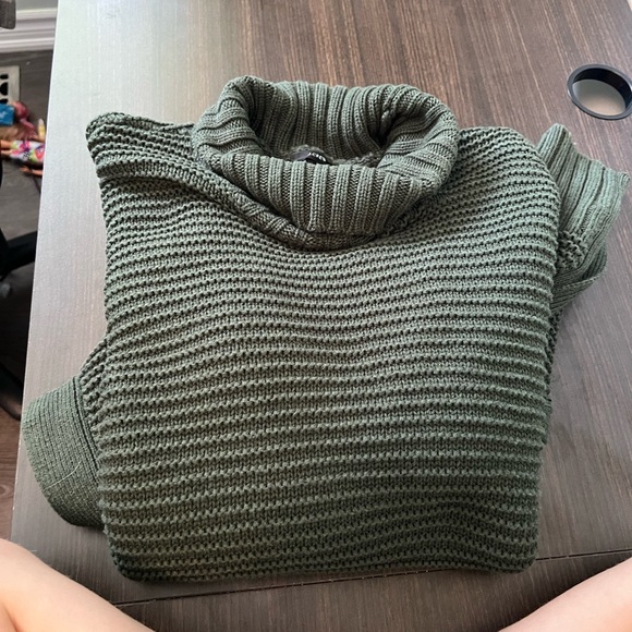 J. Crew Olive Green Turtleneck Poncho Sweater - Picture 7 of 11